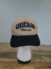 Chicago Illinois Black  Tan Snap Back Truckers Hat Baseball Cap