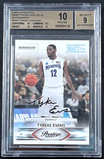 2009 PRESITGE DRAFT PICKS BLUE /50 TYREKE EVANS ROOKIE AUTO - BGS 10 PRISITNE