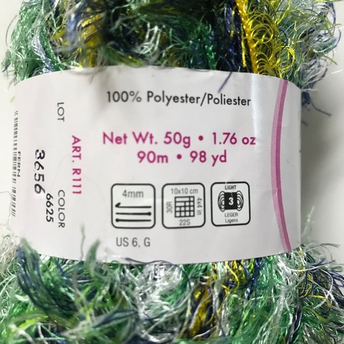 MODA DEA Jai Alai Lot of 4 Skeins Fern Green Blue Eyelash Novelty Yarn Crafts - Picture 7 of 7