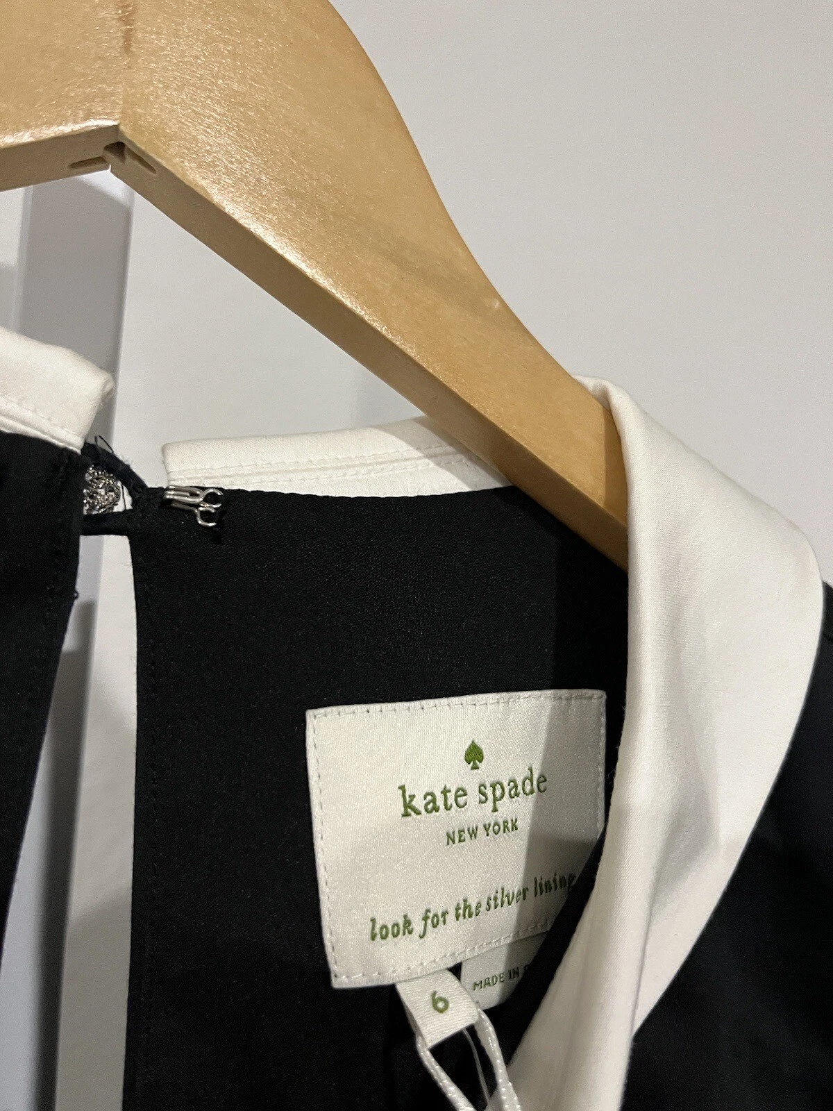 Abito Kate Spade Kimberly nero crema da $548 taglia 6 nuovo con etichette! RARO