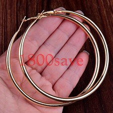 Women's Classic 18K Yellow Gold Filled 40mm/1.57 inch Round Tube Hoop Earrings