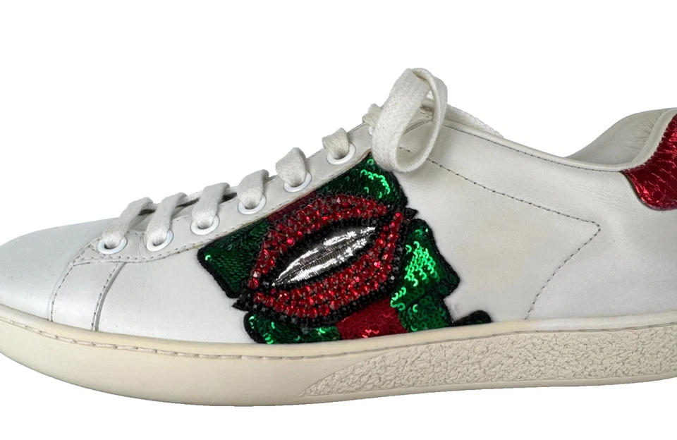 Gucci Mujeres Mis Match Estilo 5.5 EE. UU. 35.5 UE Ace Bee Lentejuelas Labios Tenis Zapatos Foto 2 de 4