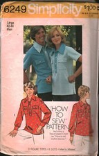 6249 Vintage Simplicity SEWING Pattern Mens Shirt Top Stitched Golf Leisure OOP