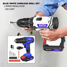 21V Cordless Drill Driver Electric Screwdriver with 2 Li-Ion Batteries & Charger