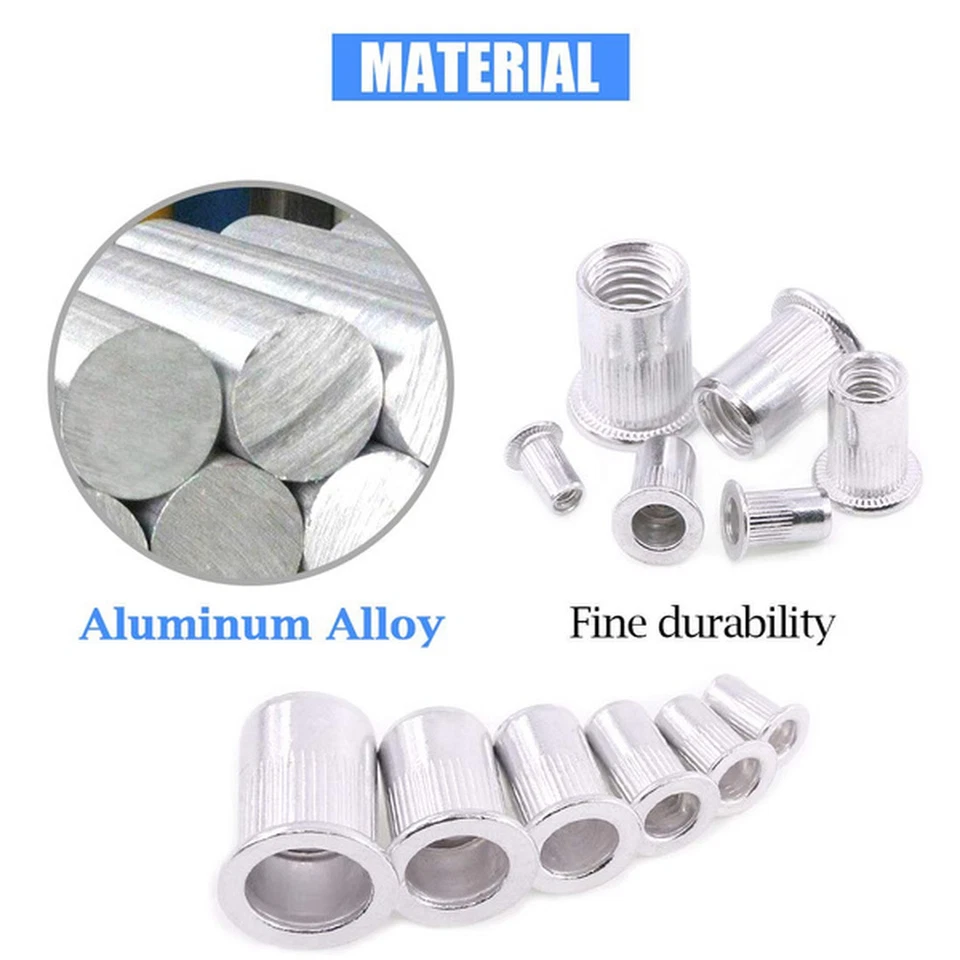 100x Alu Nieten Blindnietmuttern Nietmuttern Gewindeniete Einziehmutter M3-M10 - Bild 4 von 4