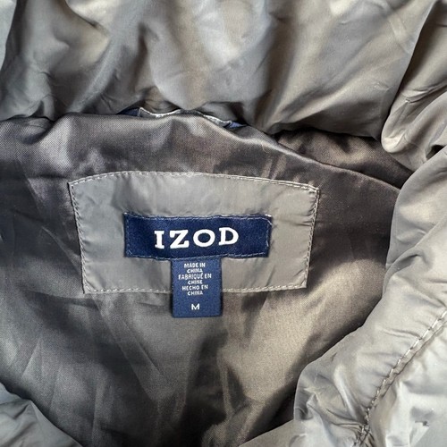 IZOD Puffer Vest Mens Medium Gray Jacket Advantage Performance Blue Full Zip NWT - Picture 5 of 9
