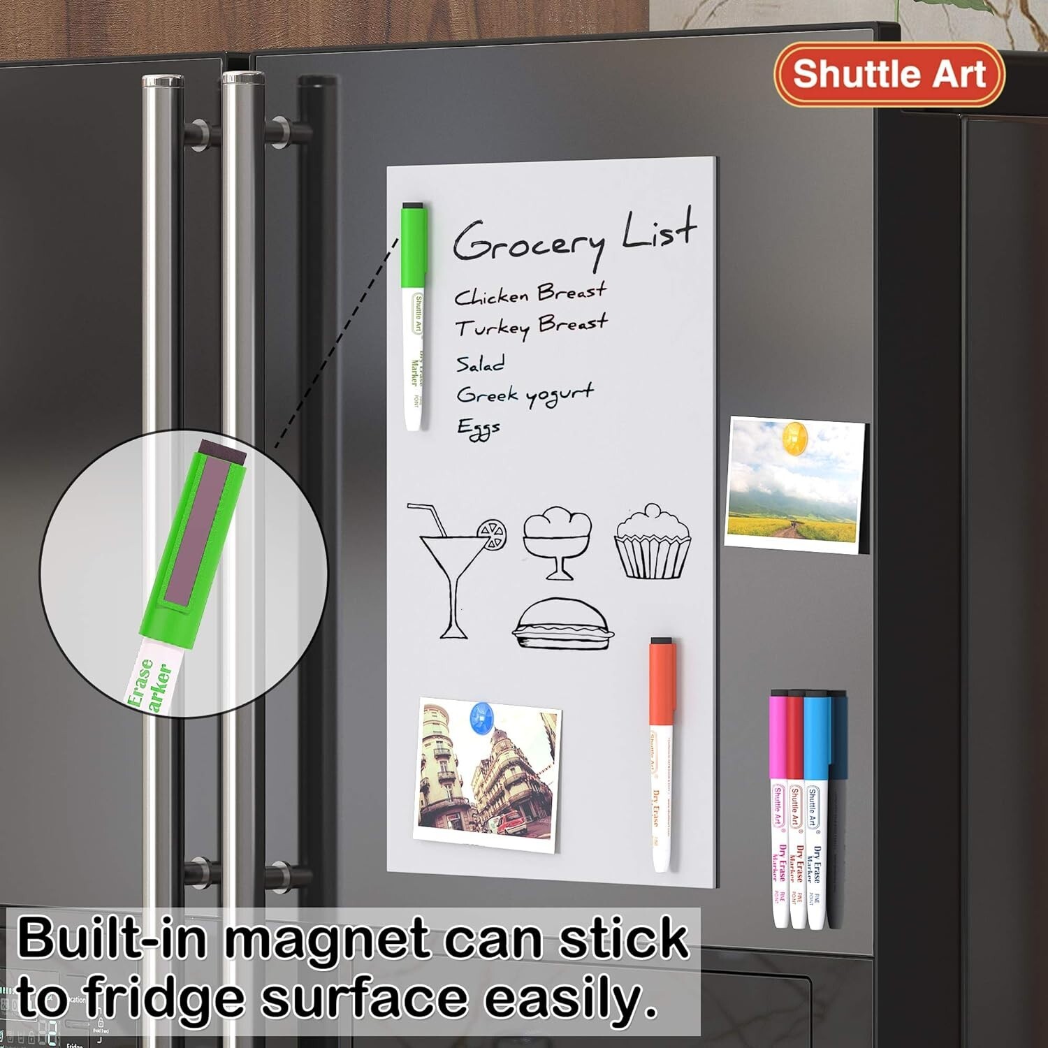 Dry Erase Markers 15 Colors Magnetic Whiteboard Markers with Erase Fine Point