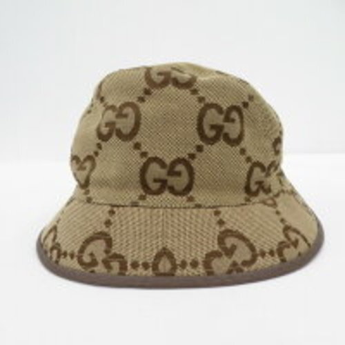 GUCCI Hat Men Bucket Hat Jumbo GG Canvas 681256 3HAGJ 2564 Camel*Ebony M size - Picture 3 of 12
