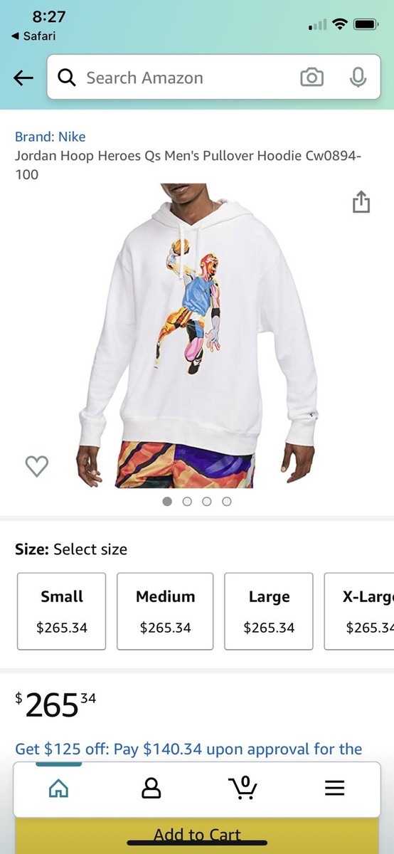 Nike Air Jordan Hoop Heroes Fleece Hoodie Men's Sz Large L Black CW0894-010