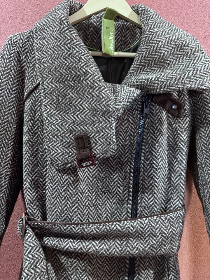 Пальто на молнии SOIA & KYO из твидовой шерстяной смеси размер MED - Изображение 4 из 4