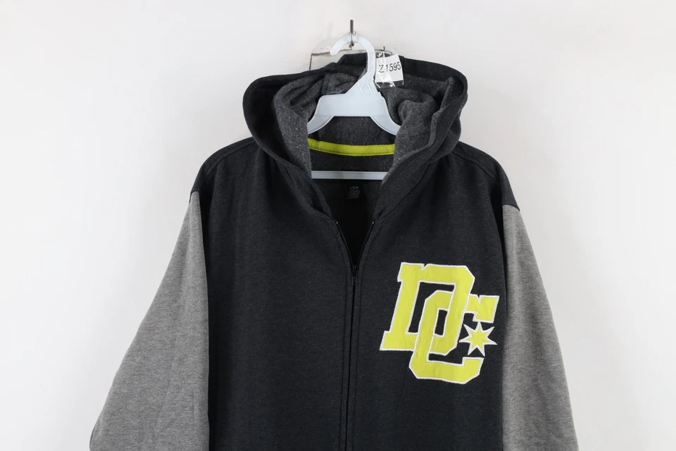 De colección DC Zapatos Skateboarding Para Hombres Grande Desteñido Bloque de Color Cremallera Completa Sudadera con Capucha Gris Foto 2 de 4