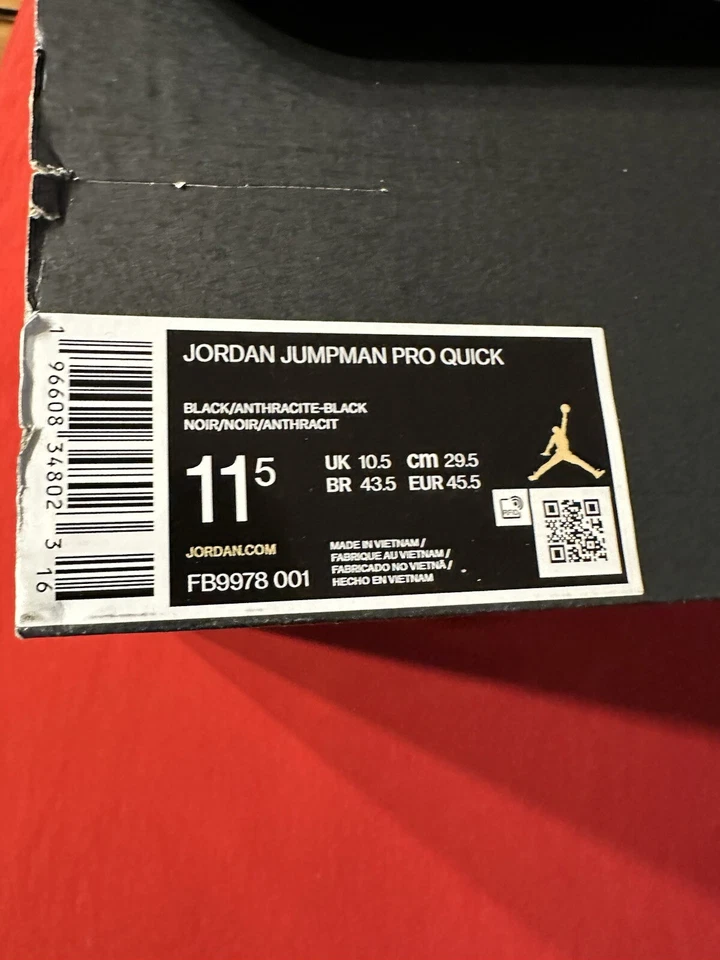 Hombre JORDAN JUMPMAN PRO QUICK FB9978 001 Negro/Antracita Hombres Talla 11.5 Foto 2 de 4