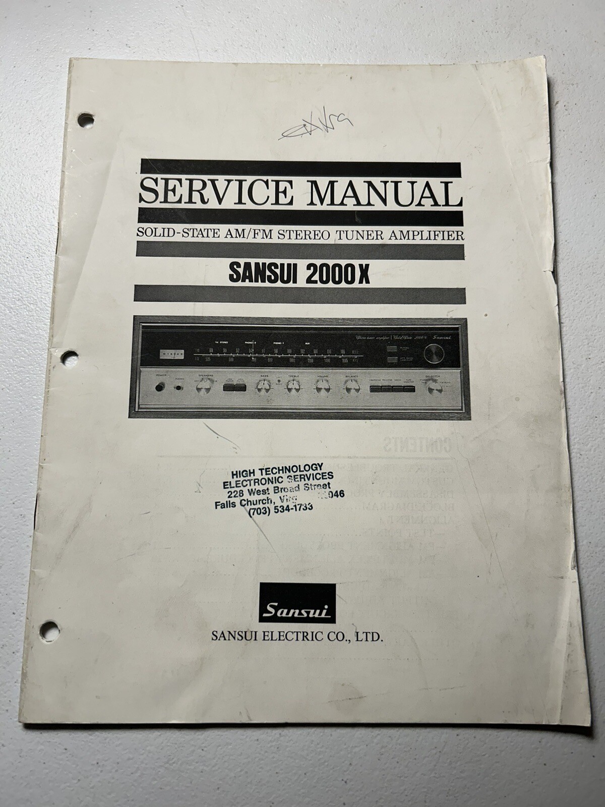 Sansui 2000X AM/FM Stereo Tuner Amplifier Service Manual Original Genuine OEM