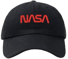 NASA Logo Black Baseball Cap Hat Hook  Loop Closure