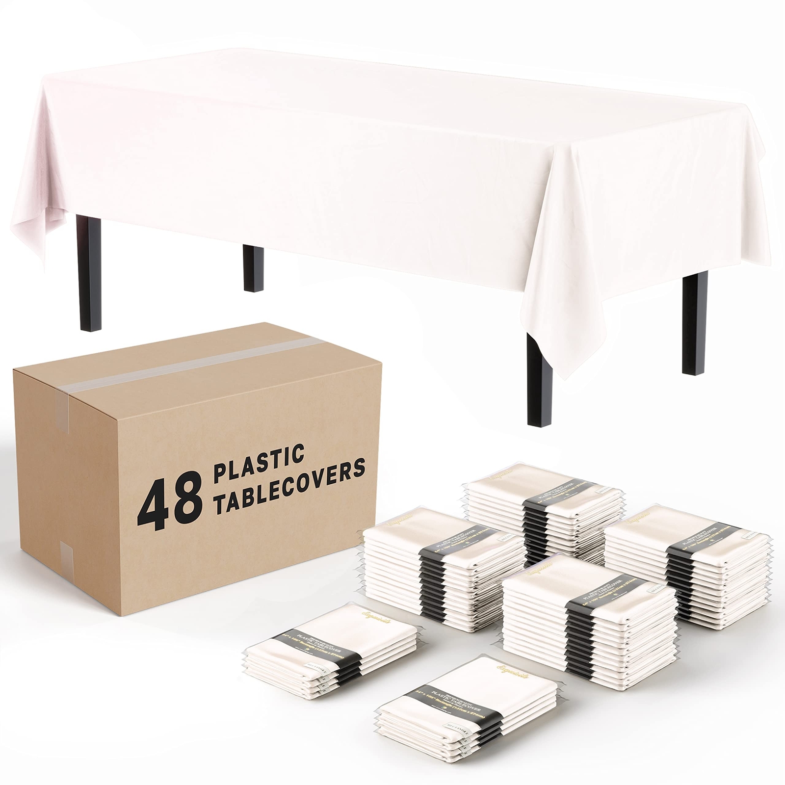 Exquisite White Tablecloths for Rectangle Tables in Bulk 48 Pack White ...