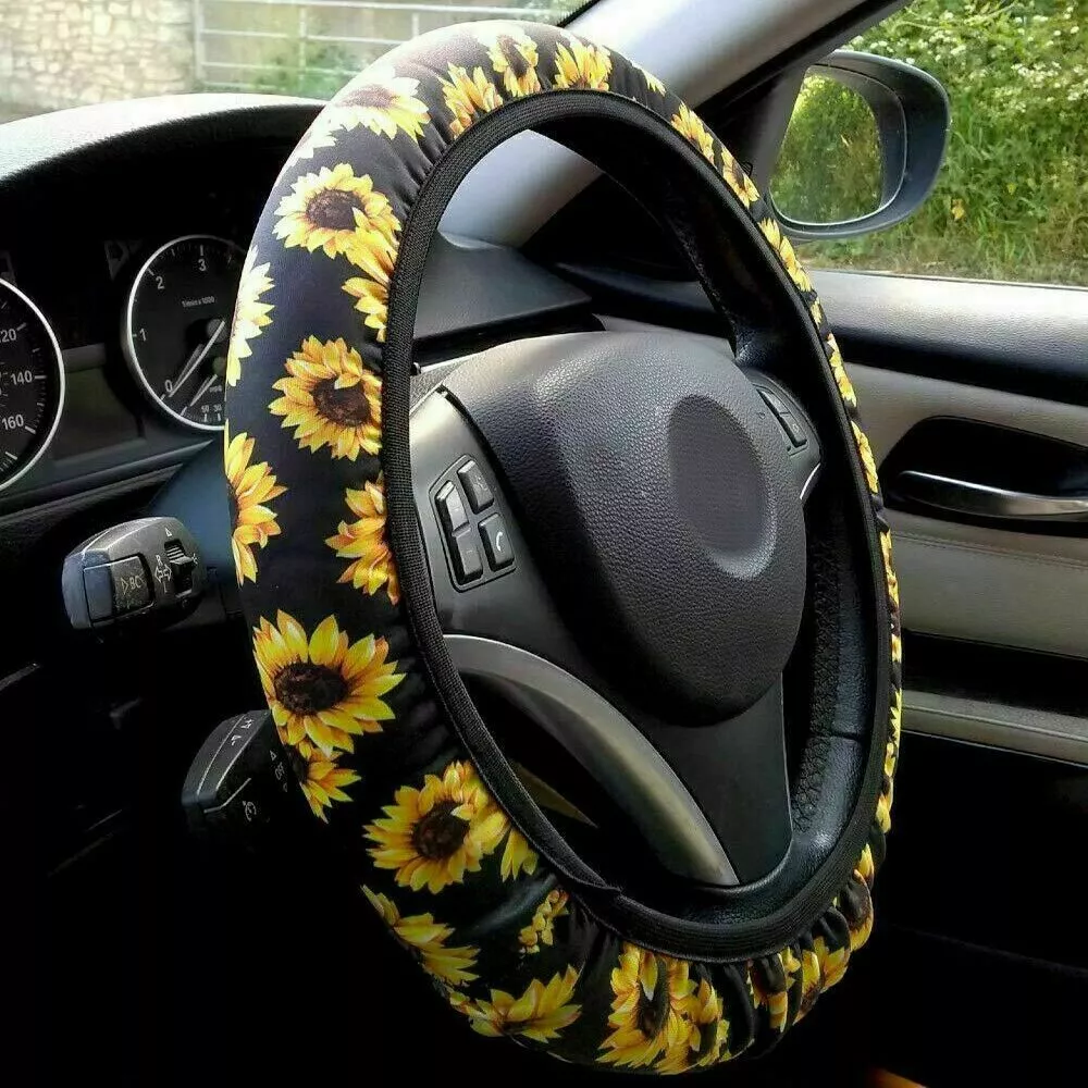 Universal Neoprene Sunflower Steering Wheel Cover Non Slip Stretch