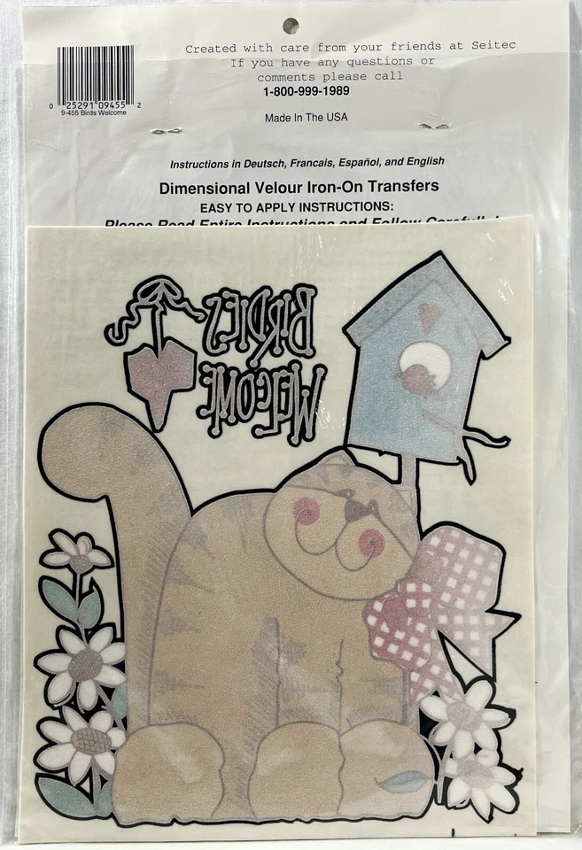 NUEVO 1990S Sidec Birdies Welcome 9455 transferencia de moda planchada vintage 14015 Foto 2 de 2