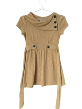 One Step Up Mustard Short Sleeve Cowl Neck Top Size S