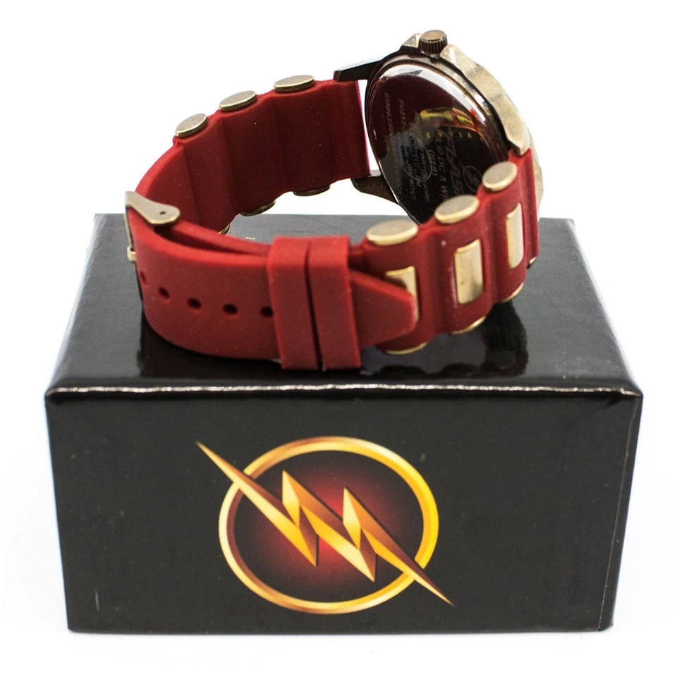 Marvel The Flash TC Barry Reloj de Cuarzo Banda de Silicona Oro Rojo Perno Emblema Símbolo Foto 4 de 4