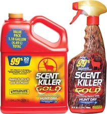 Scent Killer Gold Odor Eliminator Gallon Combo Pack with Sprayer 76 Fl Oz