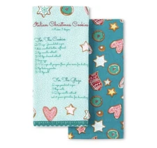The Pioneer Woman Gingerbread Kitchen Towel Set of 2 Cookie Recipe Lace Trim