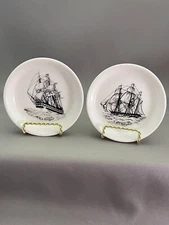 2 Spode 4" Bone China Ship Plates Trinkets HMS Eurydice HMS Canopus Excellent!