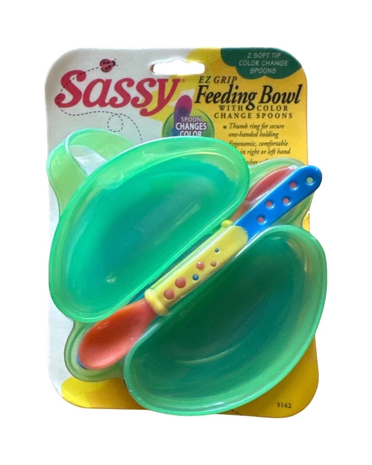 Sassy EX захват кормления чаша новый запечатанный изменить цвет ложки набор из 2 - Изображение 2 из 4