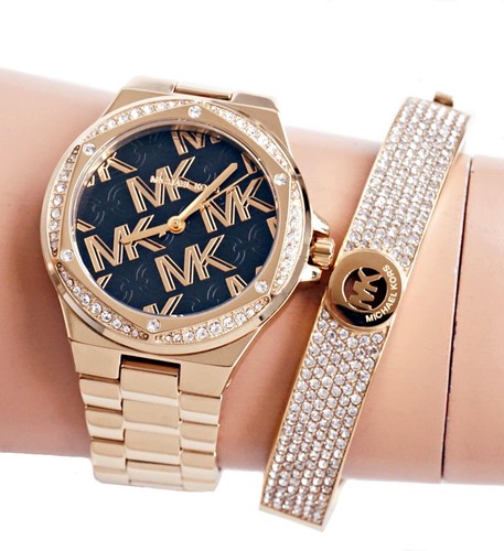 Montre Michael Kors montre pour femme montre-bracelet Lennox MK7404 IP or neuve - Photo 5 sur 11