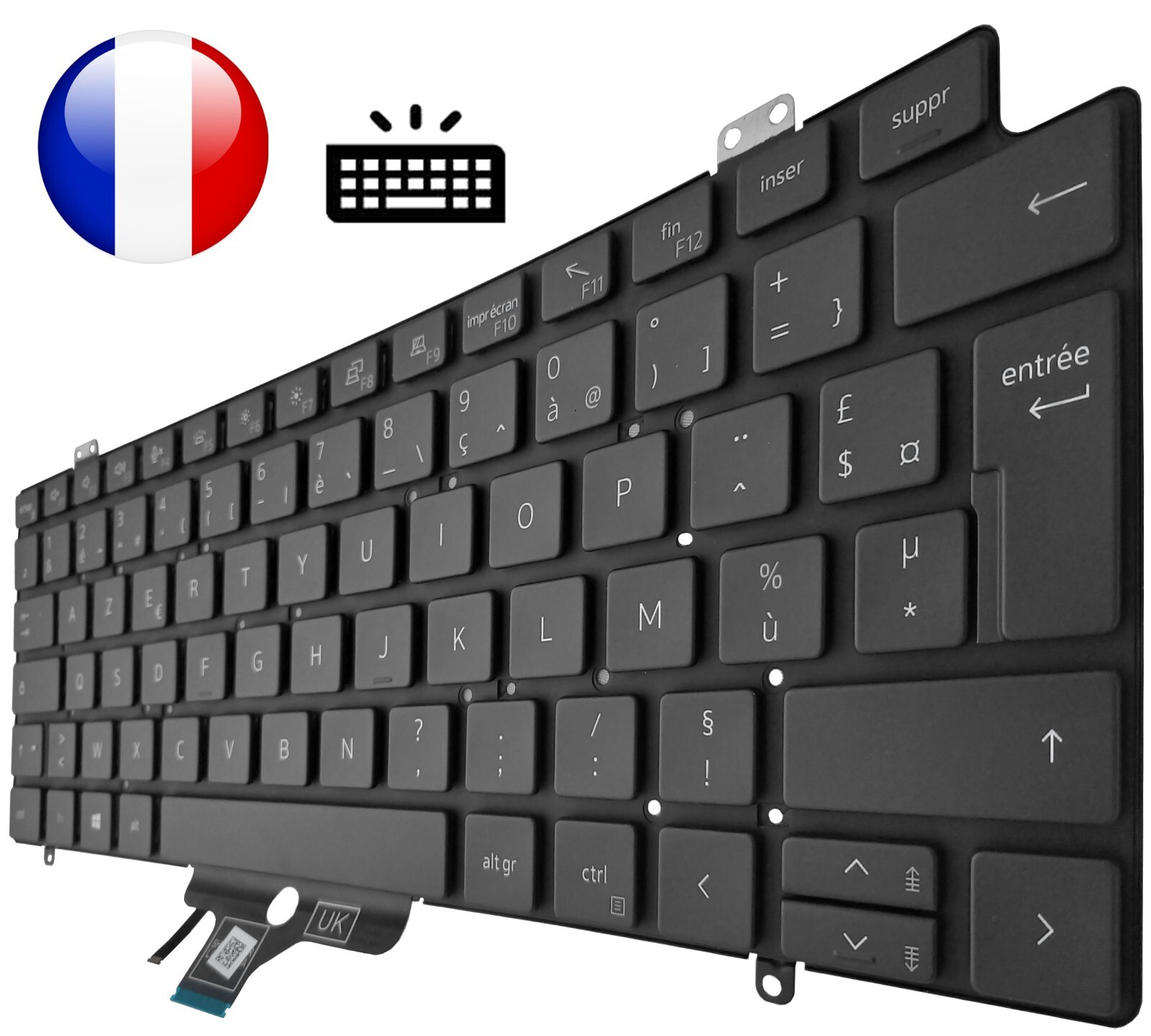 Clavier AZERTY pour DELL Latitude 7410 2-in-1 Idéal pour le Télétravail