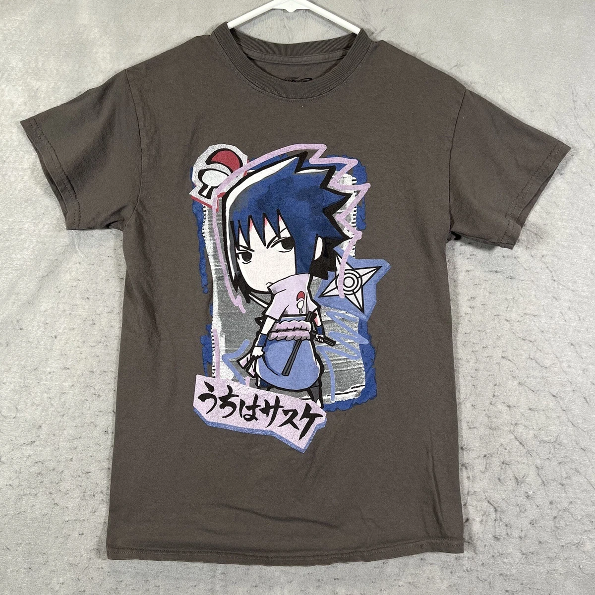 A1 Naruto Shippuden Sasuke Uchiha Shirt Adult Small Gray Mens