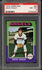 1975 Topps Mini Baseball #64 Dave Chalk PSA 8