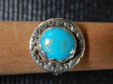 Pre-Owned Navajo Sterling Silver Turquoise Ring Size 5-1/4 Unmarked Unsigned