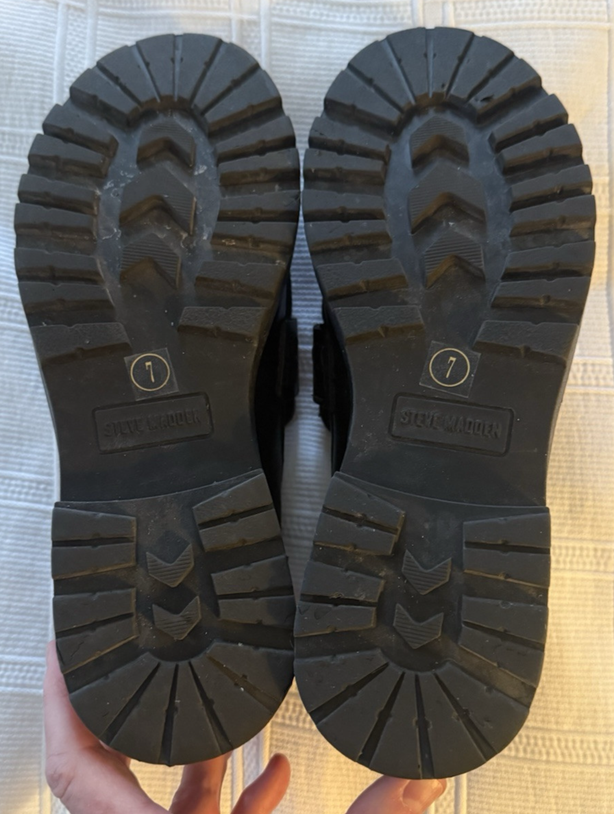 SAOLA Mocassini da donna AQUA neri in pelle con suola a strappo Derby Penny taglia 7