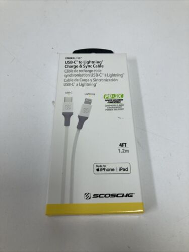 SCOSCHE USB-C to Lightning Charge & Sync Cable 4ft. (PD*3X) Ci44WG-SP*STRIKELINE - Picture 1 of 3