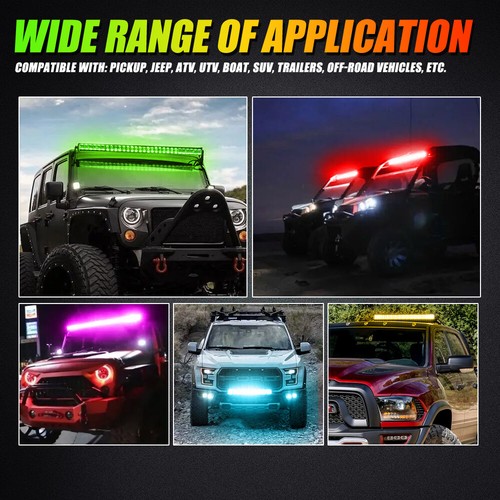 AUXBEAM 32" inch LED Work Light Bar RGB Combo Pods bluetooth for Jeep Wrangler - Picture 4 of 12