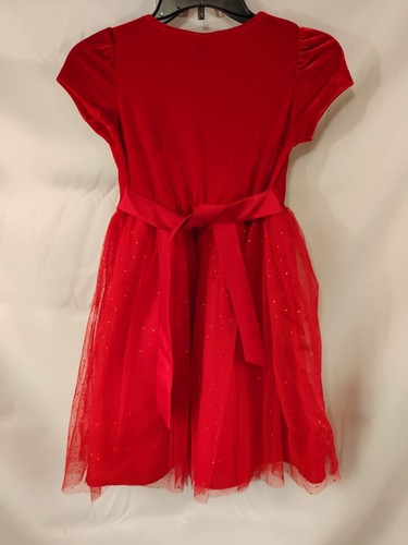 Girls Size 10 George Red Sparkly Velvet Top Holiday Dress - Picture 5 of 9