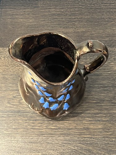 Vintage Creigiau Pottery Wales Welsh Copper Blue Milk Jug Creamer Pitcher - Picture 2 of 8