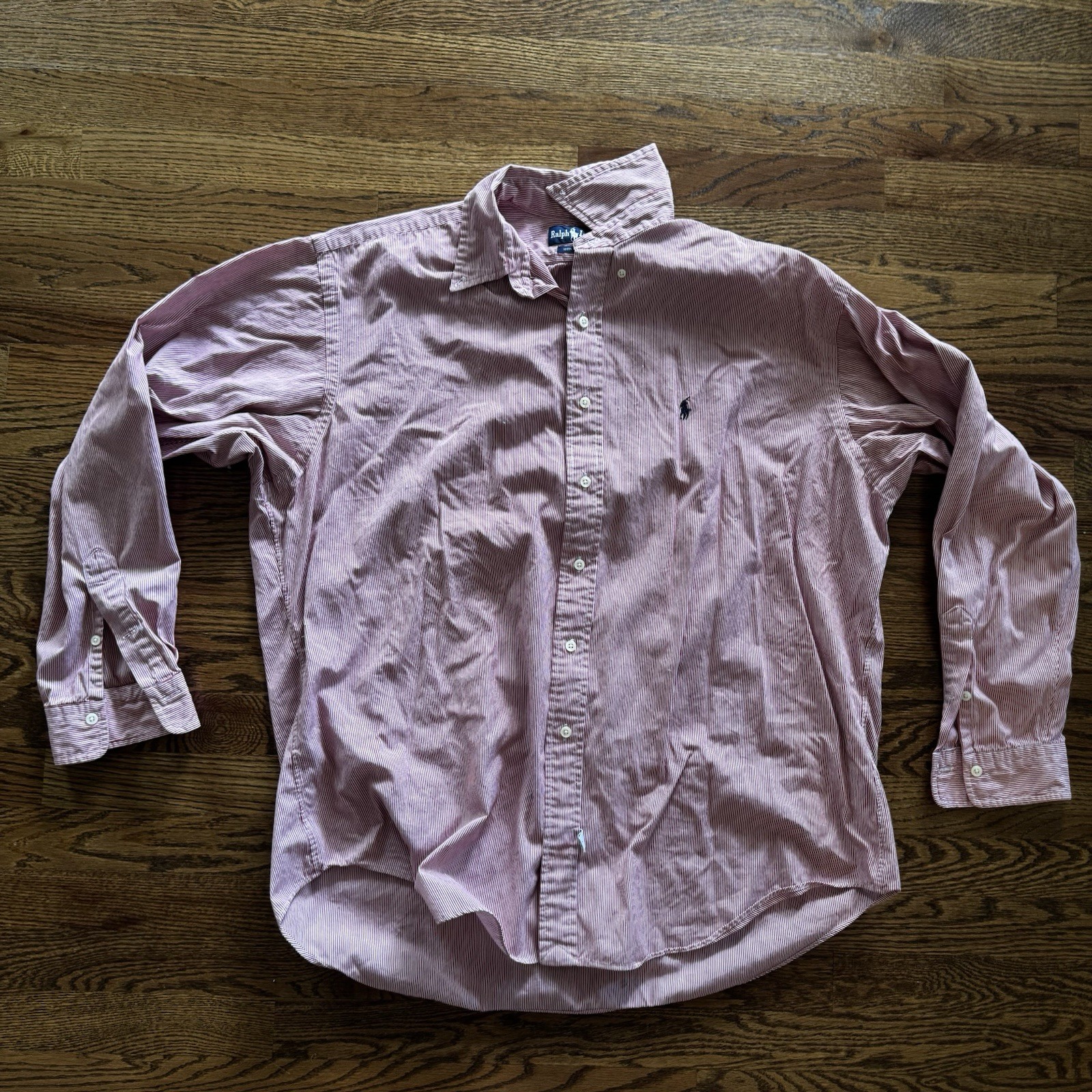 Polo Ralph Lauren camicia abbottonata uomo XL rosso Oxford abito righe pony
