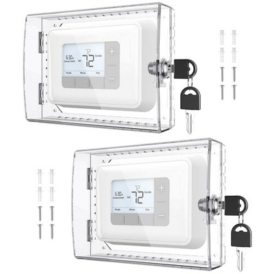 AUURIO 2 PCS Upgraded Thermostat Lock Box with Key, Large High transparency 
