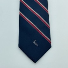 JOHN WEITZ Mens Navy Red Stripe Silk Necktie 3.5x57 USA Made Classic Business