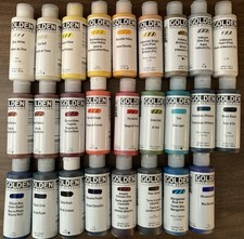 LOT OF 26 GOLDEN Fluid Acrylics Paint 4oz  Bottles  FRESH! FREE SHIPPING! Atl2