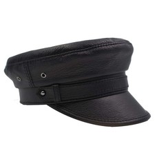IFSUN Newsboy Hat Greek Fisherman Sailor Fiddler Leather Driver Small, Black