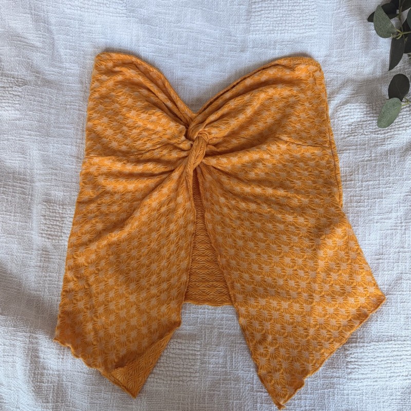 Anthropologie Strapless Twist Knot Peplum Top Women's Small Yellow Textured