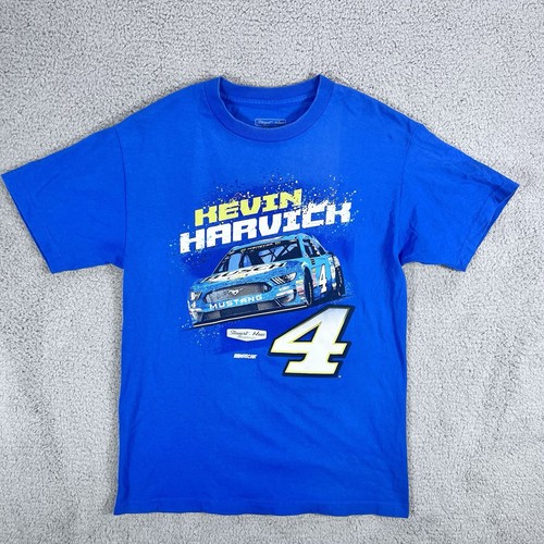 Kevin Harvick #4 Busch Mustang Double Sided Blue T Shirt Medium NASCAR - Picture 1 of 8