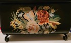 Vintage Black Metal  Magazine Rack Tole Painted Flowers  — photo 8