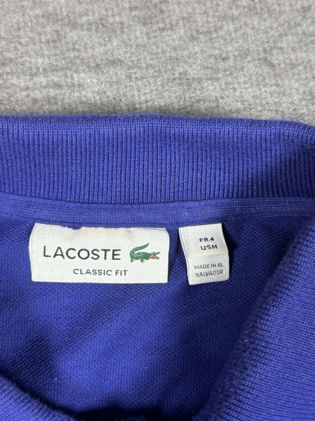 Lacoste Mens Medium Size 4 Classic Fit Blue 100% Cotton Canvas Mesh Polo thumbnail 3