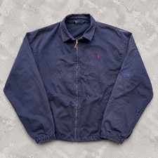 Vintage Polo Ralph Lauren Navy Harrington Jacket XL Made in USA Blue Workwear