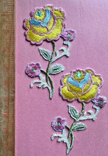1 Pc Yellow pink blue PRETTY FLOWER Iron on Flower embroidered Patch  lot A
