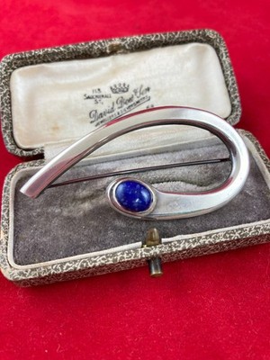 Vintage Brosche Silber und Lapis Abstrakt Andea Schmuck Ltd 9,02 g