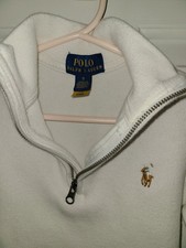 Polo Ralph Lauren Sweater Boys Sz 5 Cream 1/4 Zip Long Sleeve Cotton Pullover